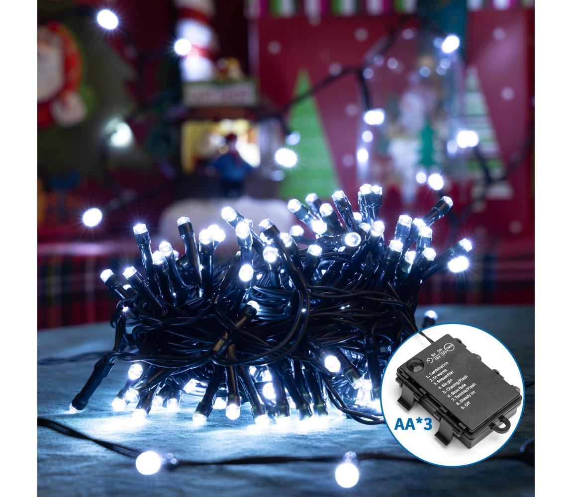 Aigostar - LED Zewnętrzny łańcuch bożonarodzeniowy 200xLED/8 funkcji 10,3m IP44 zimna biel