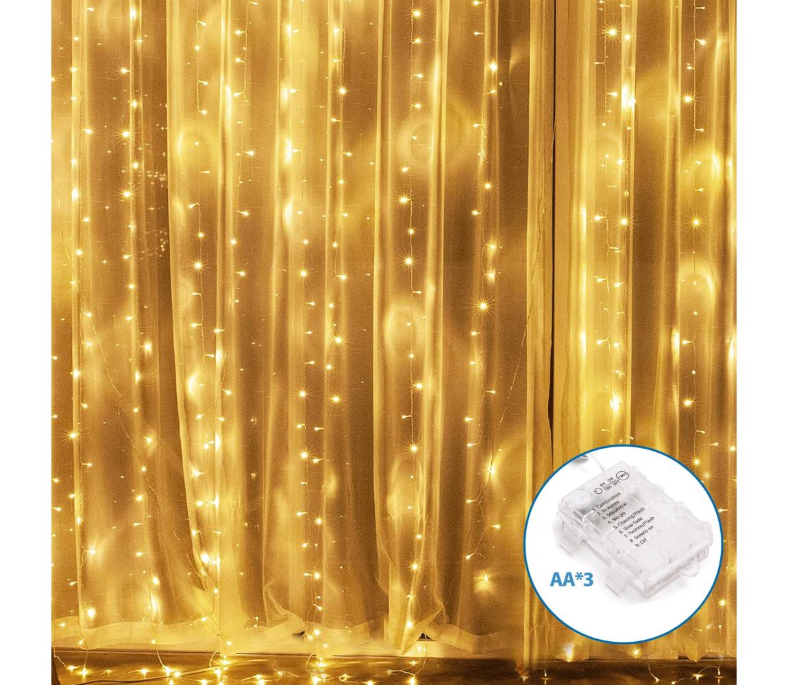 Aigostar - LED 200x, 8 funkcji, 3xAA, 5x2m, IP44, ciepła biel, zewnętrzne