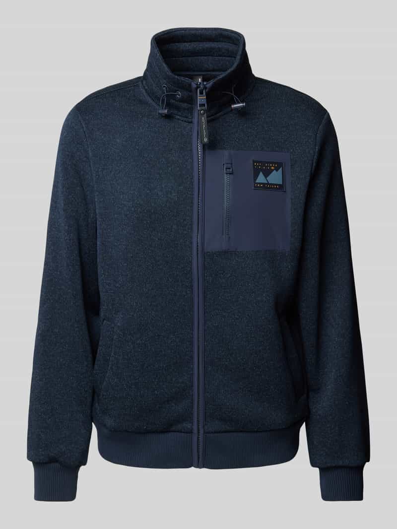 Kurtka z dzianiny o kroju regular fit z polarową podszewką i naszywką z logo