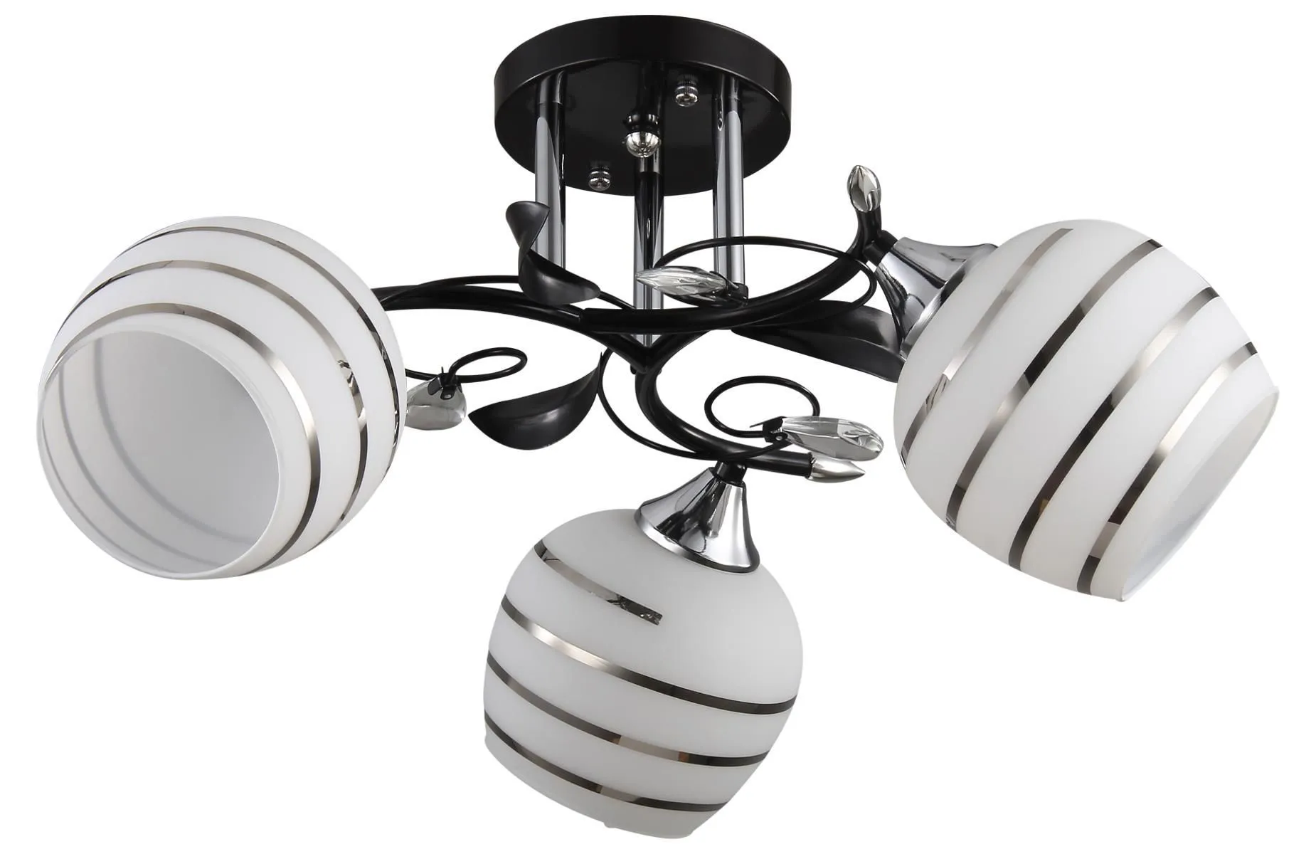 Czarny żyrandol ze srebrnymi zdobieniami - 8X EX40 N4-M77