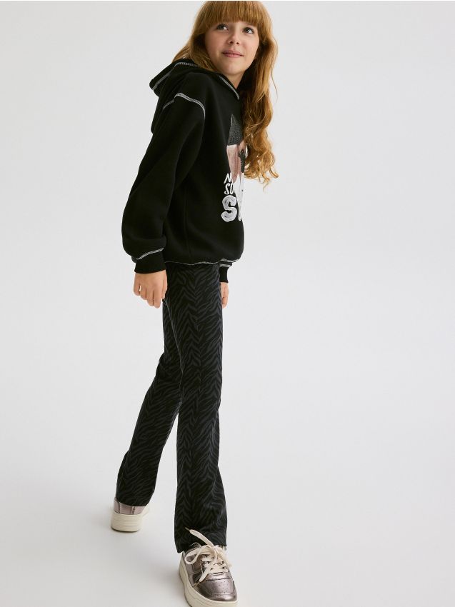 Reserved - Wzorzyste spodnie flare - ciemnoszary