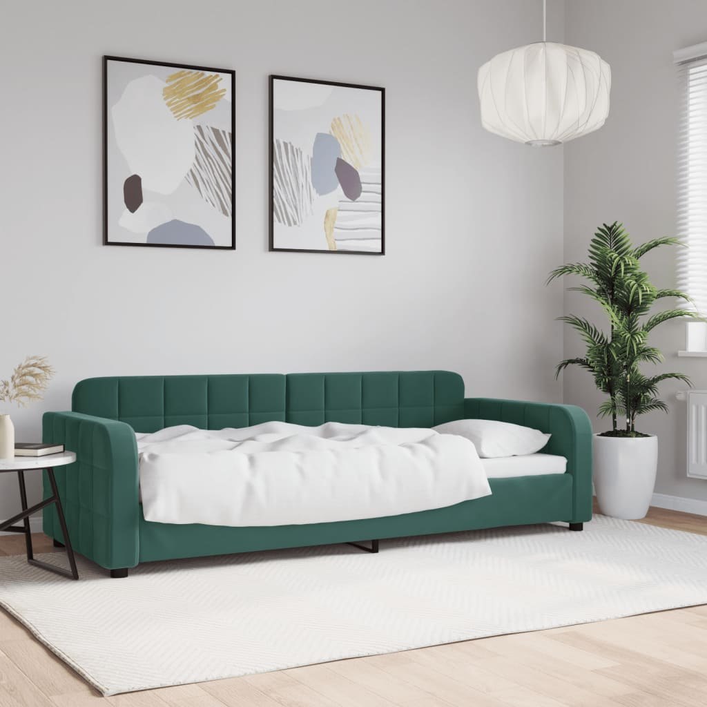 Sofa z funkcją spania, ciemnozielona, 80x200 cm, aksamitna Lumarko!