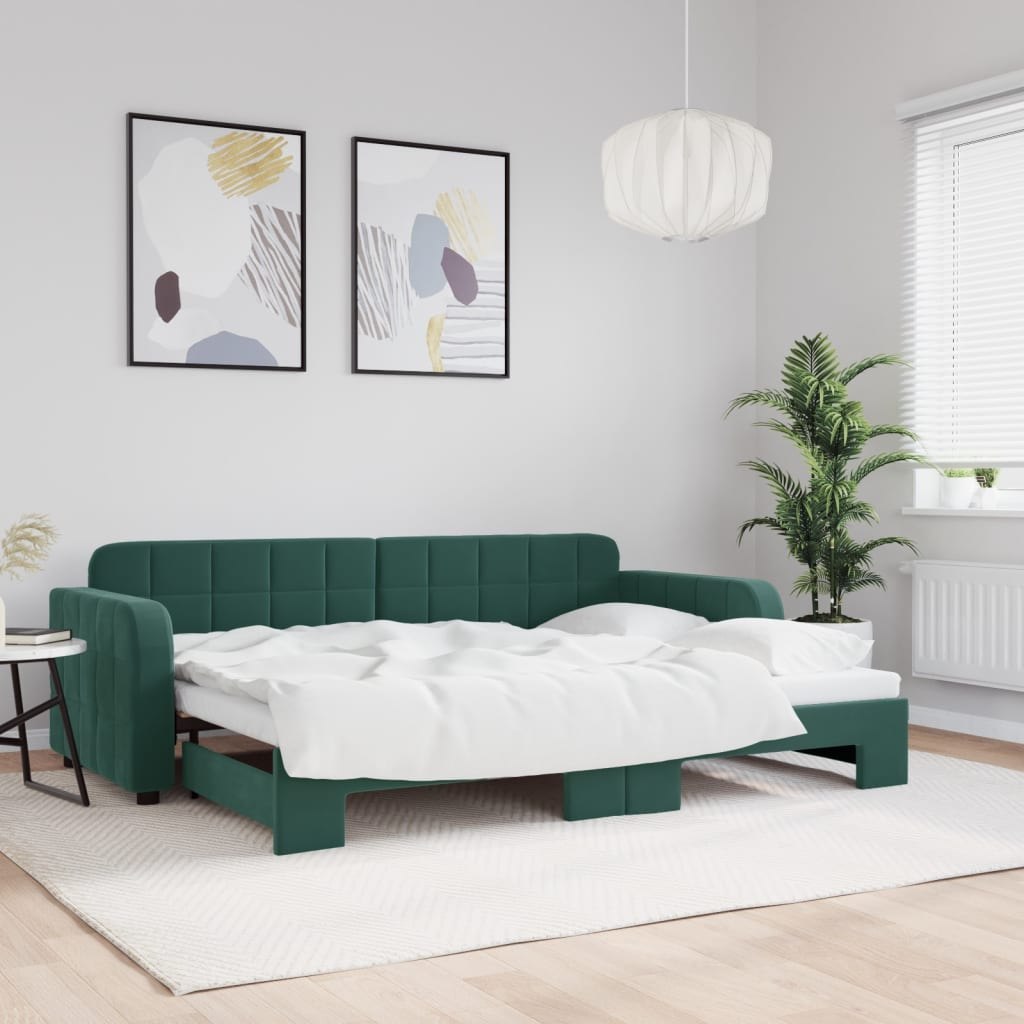 Sofa rozsuwana, ciemnozielona, 80x200 cm, aksamit Lumarko!