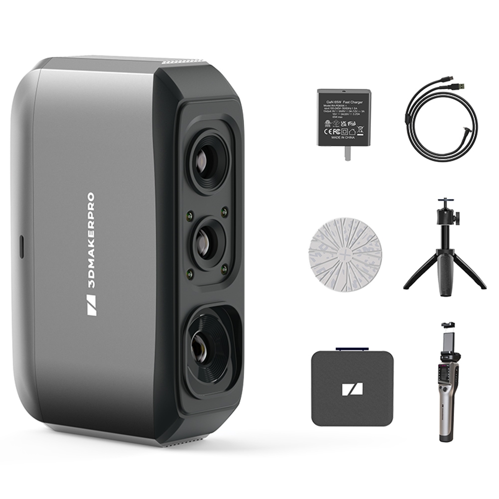 3DMakerpro Moose Lite 3D Scanner, NIR Light Source, 0.05mm Accuracy, 0.10mm Resolution, 24-bit Color Camera, 10fps Frame Rate