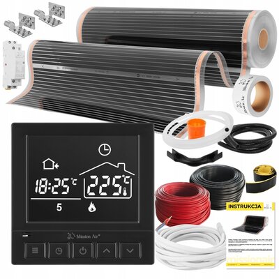Folia grzewcza na podczerwień MISSION AIR Black Silver PTC 160W/m2 30m2 szer. 100cm + regulator Taurus Czarny