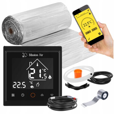 Mata grzewcza pod panele MISSION AIR PTC MAL-160W/m2 8m² (16mb x 50cm) + regulator Libra Czarny WiFi