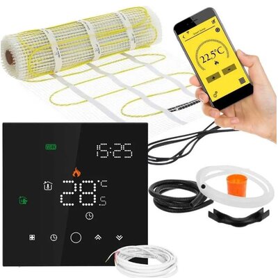 Mata grzewcza pod płytki MISSION AIR MA-160W/m 12 m² (24 m x 50 cm) + regulator Leo Czarny WiFi