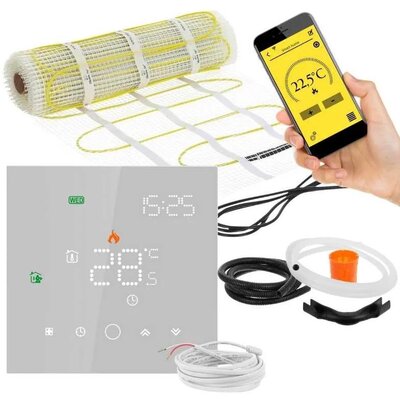Mata grzewcza pod płytki MISSION AIR MA-160W/m 1,5 m² (3 m x 50 cm) + regulator Leo Biały WiFi