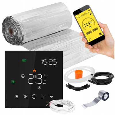 Mata grzewcza pod panele MISSION AIR PTC MAL-160W/m2 8m² (16mb x 50cm) + regulator Leo Czarny WiFi