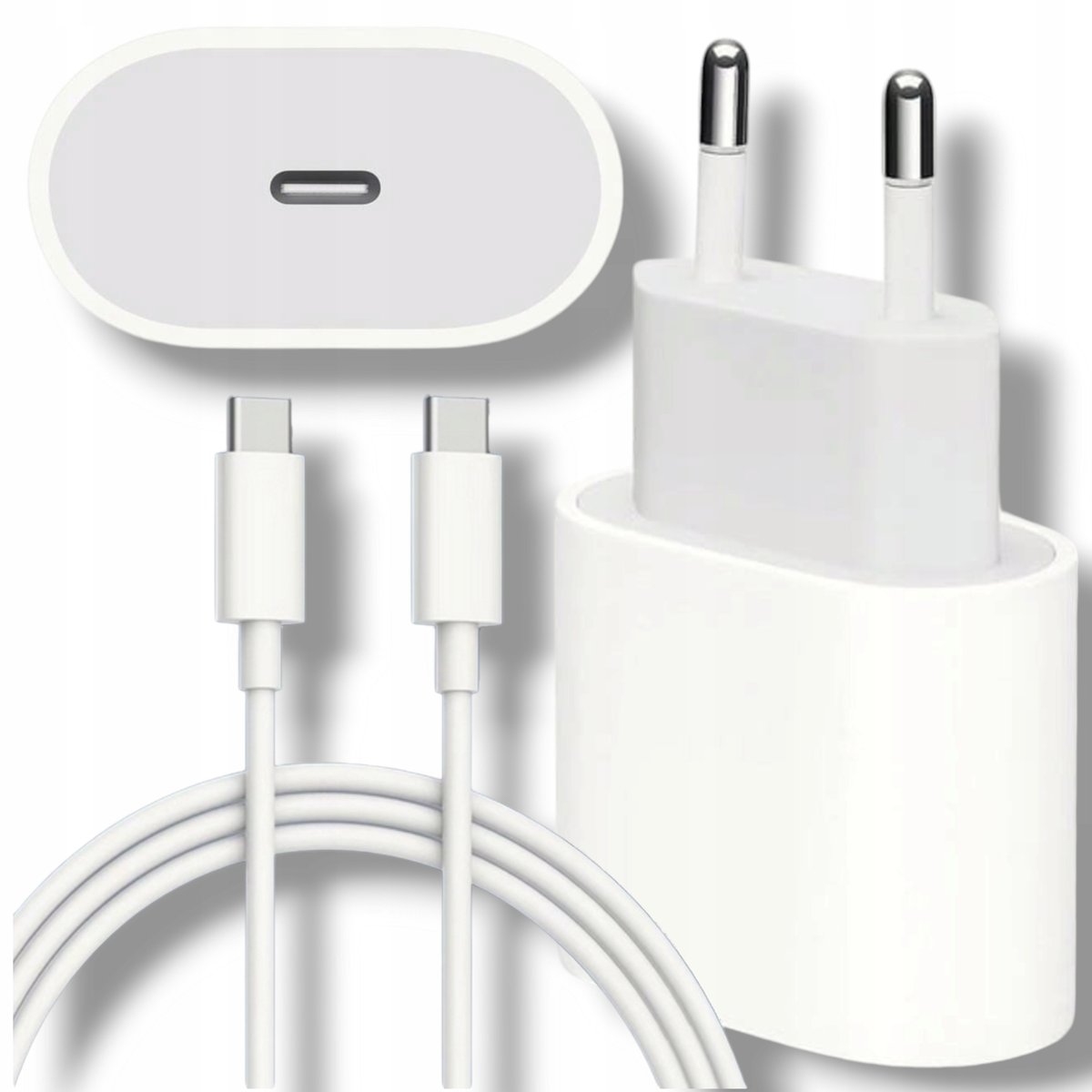 ŁADOWARKA SIECIOWA 25W SZYBKA KOSTKA DO TELEFONU + KABEL USB C TYP C 1M