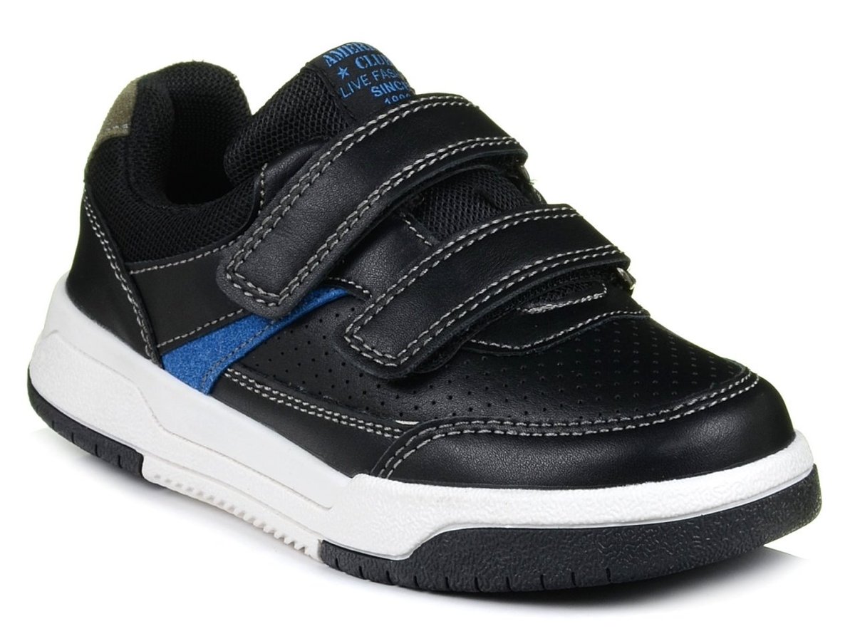Buty dziecięce sportowe chłopięce czarne ekoskóra American Club ES 97/22-31