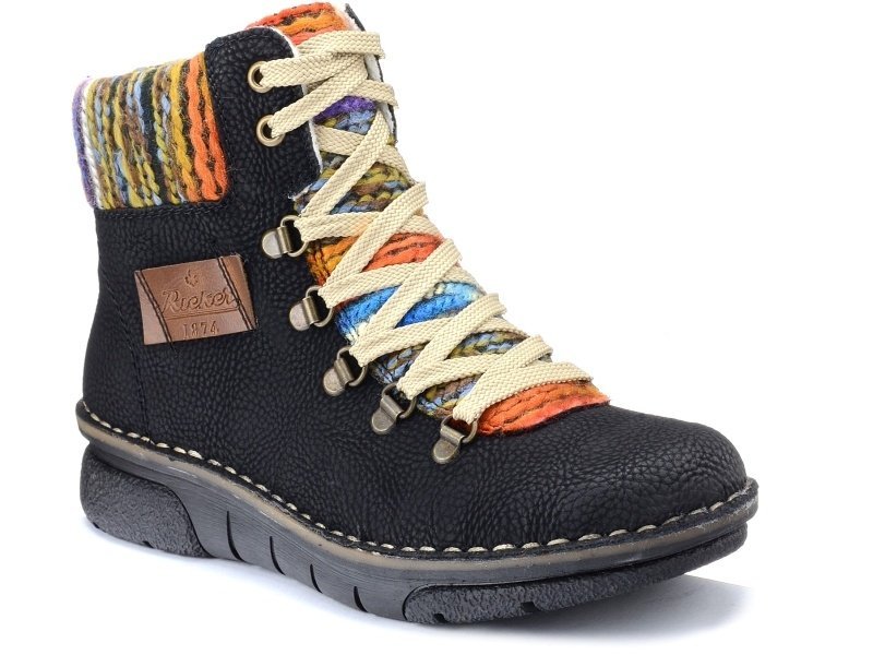 Buty zimowe trzewiki damskie  Rieker 73343-00 botki ocieplane wełną-38
