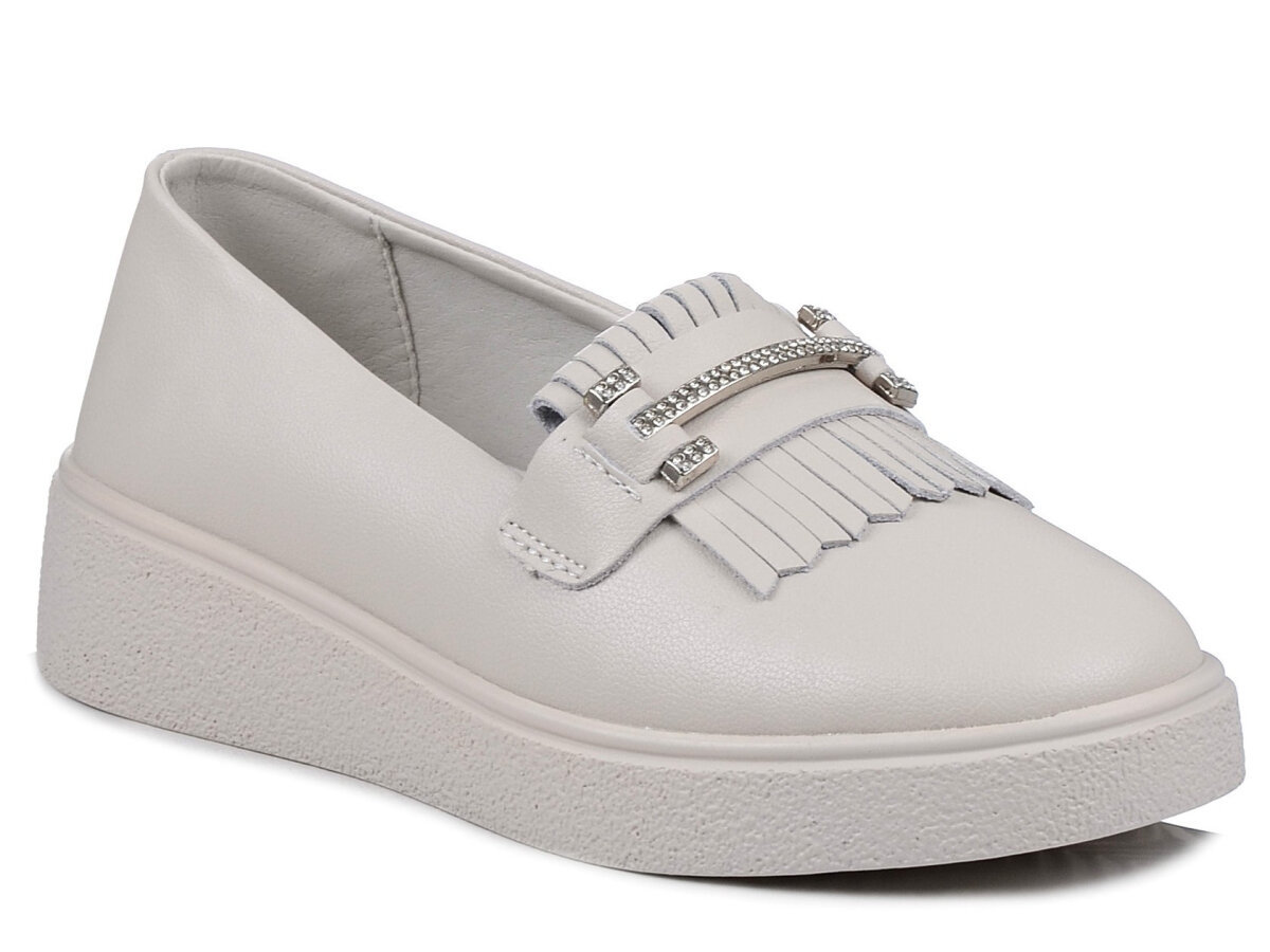 Półbuty damskie skórzane wsuwane na platformie beżowe S.BARSKI LR590-36