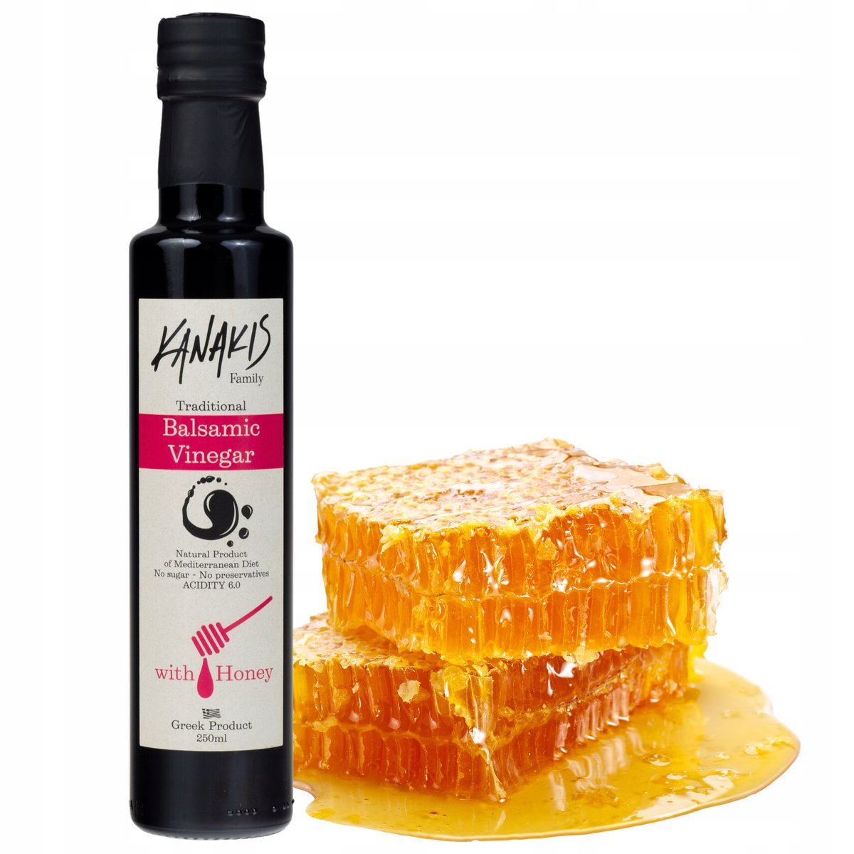 Ocet Balsamiczny Z MIODEM 250 mL Grecki Balsamic Vinegar Bez Dodatku Cukru