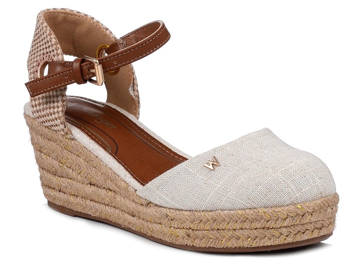 Buty damskie espadryle na koturnie sandały z odkrytą piętą Wrangler Bela-36