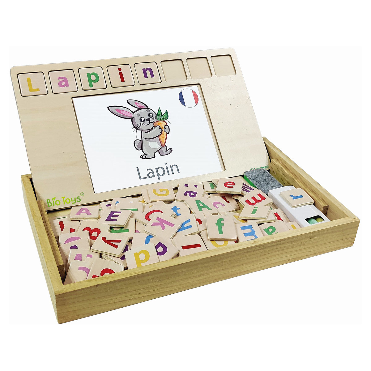 Lexibook Szkoła słówek angielsko-francuska, drewniana Bio Toys