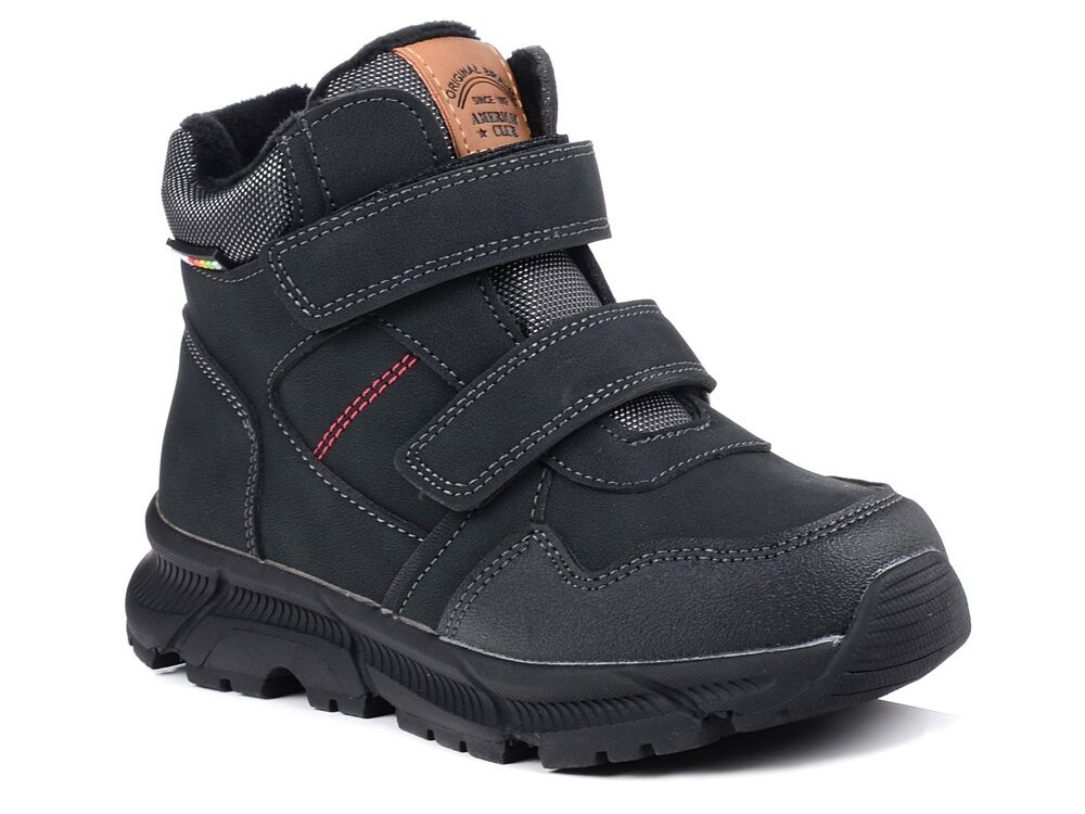 Buty dziecięce chłopięce zimowe na rzepy czarne American Club XD 141/24-34
