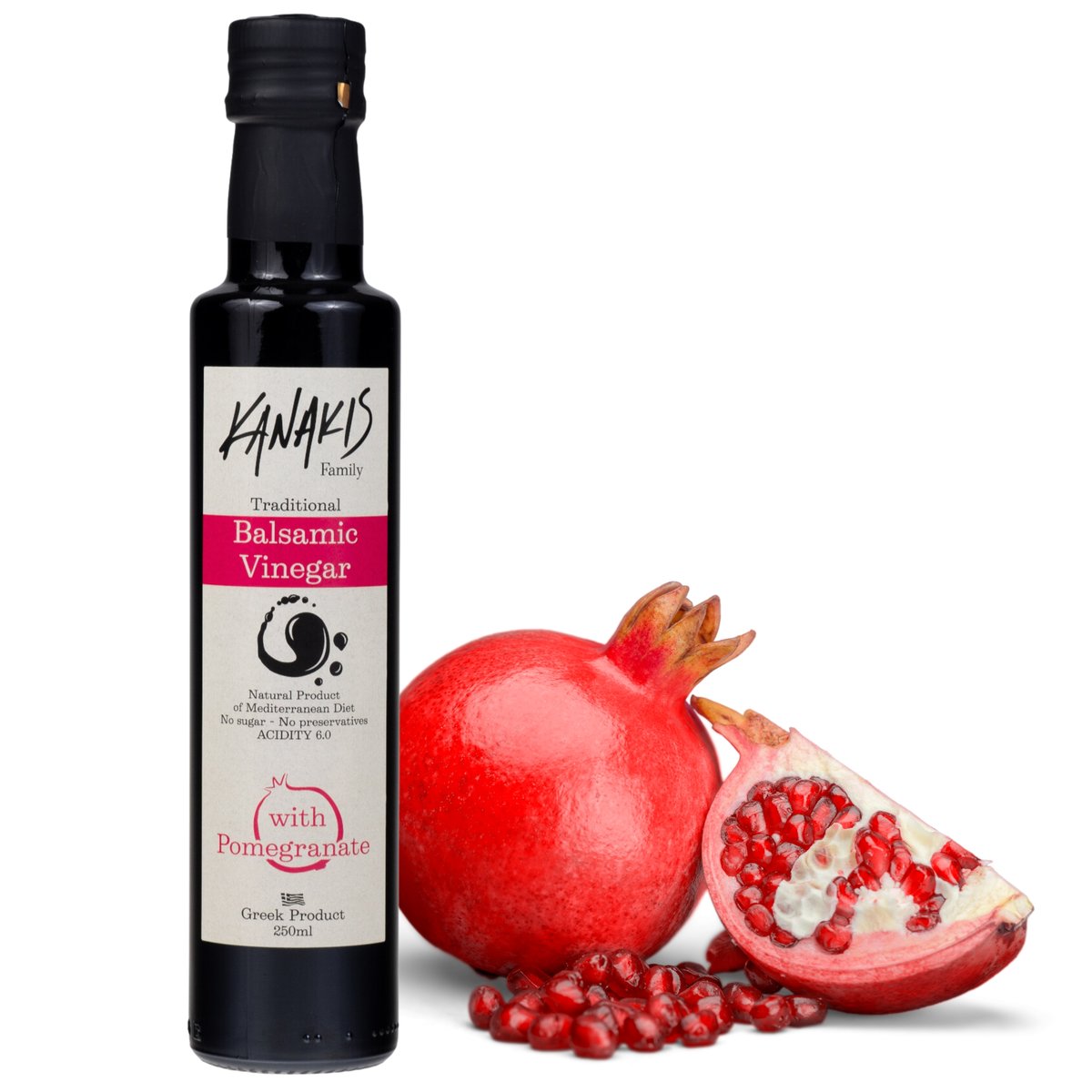 Ocet Balsamiczny Z GRANATEM 250 mL 100% Grecki Naturalny Słodko-Kwaśny
