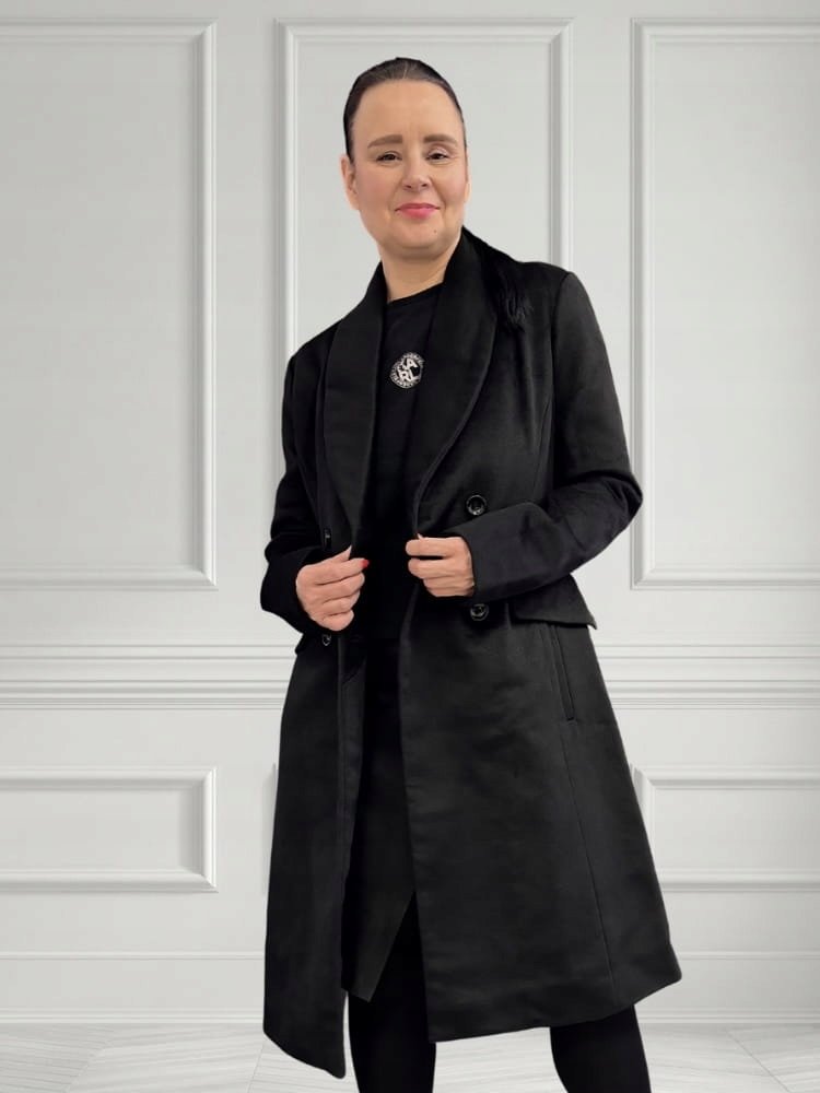 Karl Lagerfeld płaszcz wełniany kolor czarny [rozmiar M]