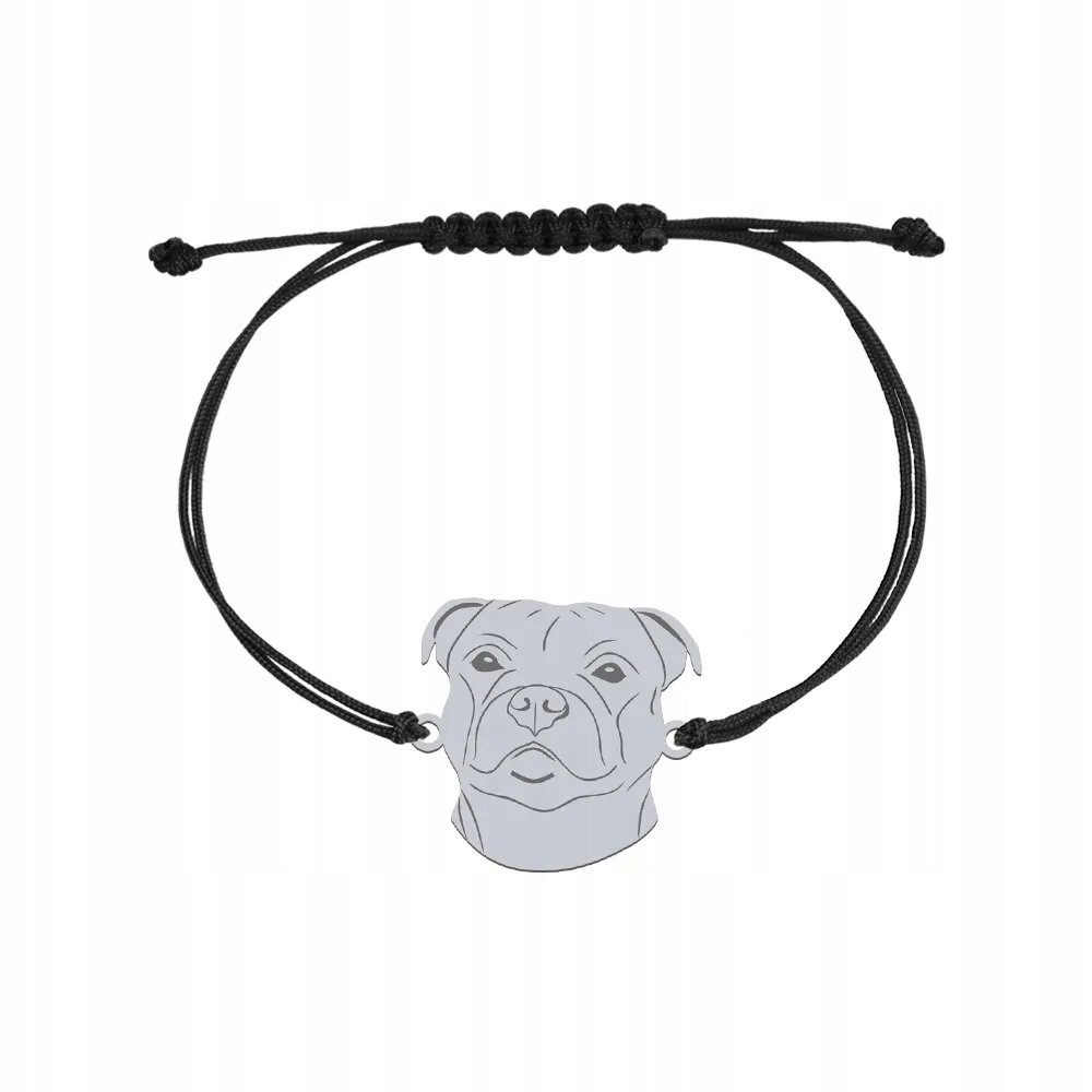 Bransoletka Srebrna z psem Staffordshire Bull Terrier 925 Sznurkowa GRAWER
