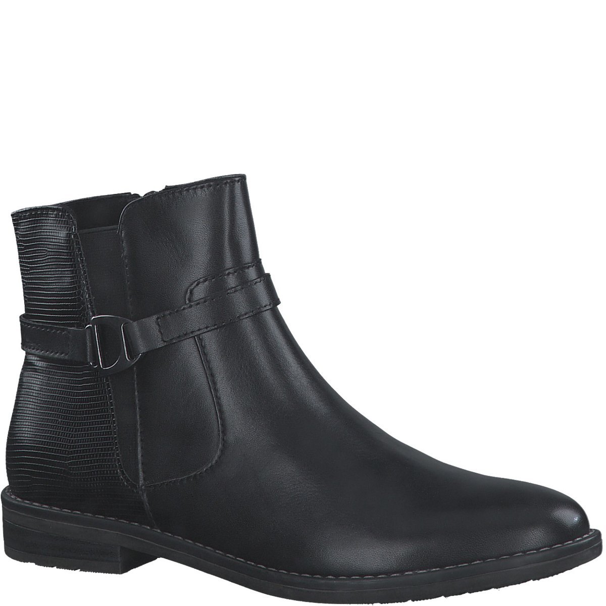 Botki damskie jesienne ocieplane skórzane czarne Marco Tozzi 25312-36