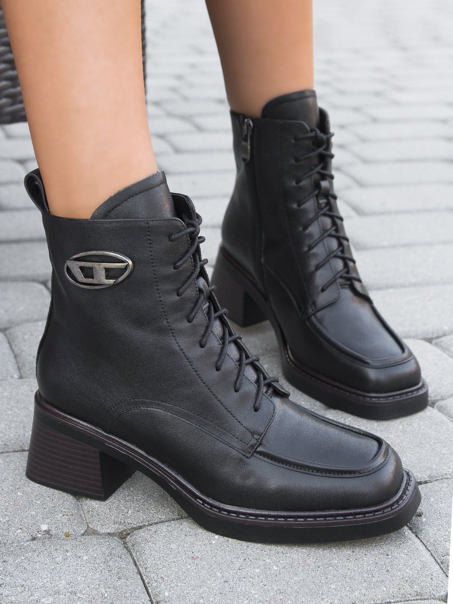 Botki damskie Maciejka skórzane czarne-38