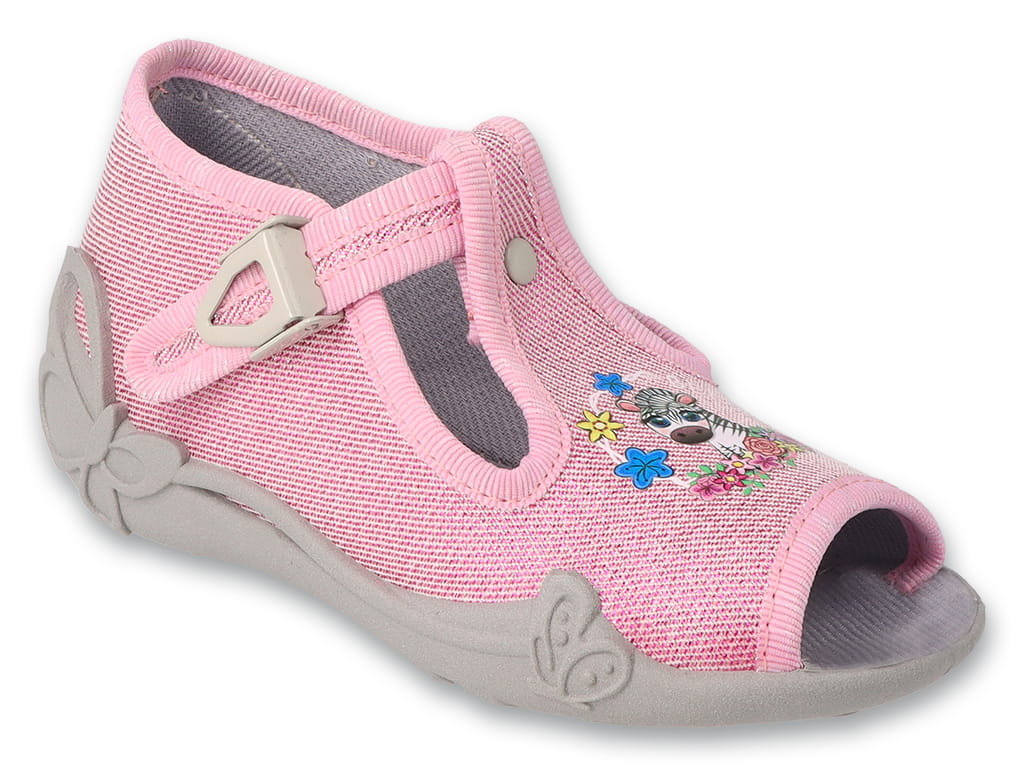 Kapcie dziecięce dziewczęce różowe Befado 213P142 na zapinki-23