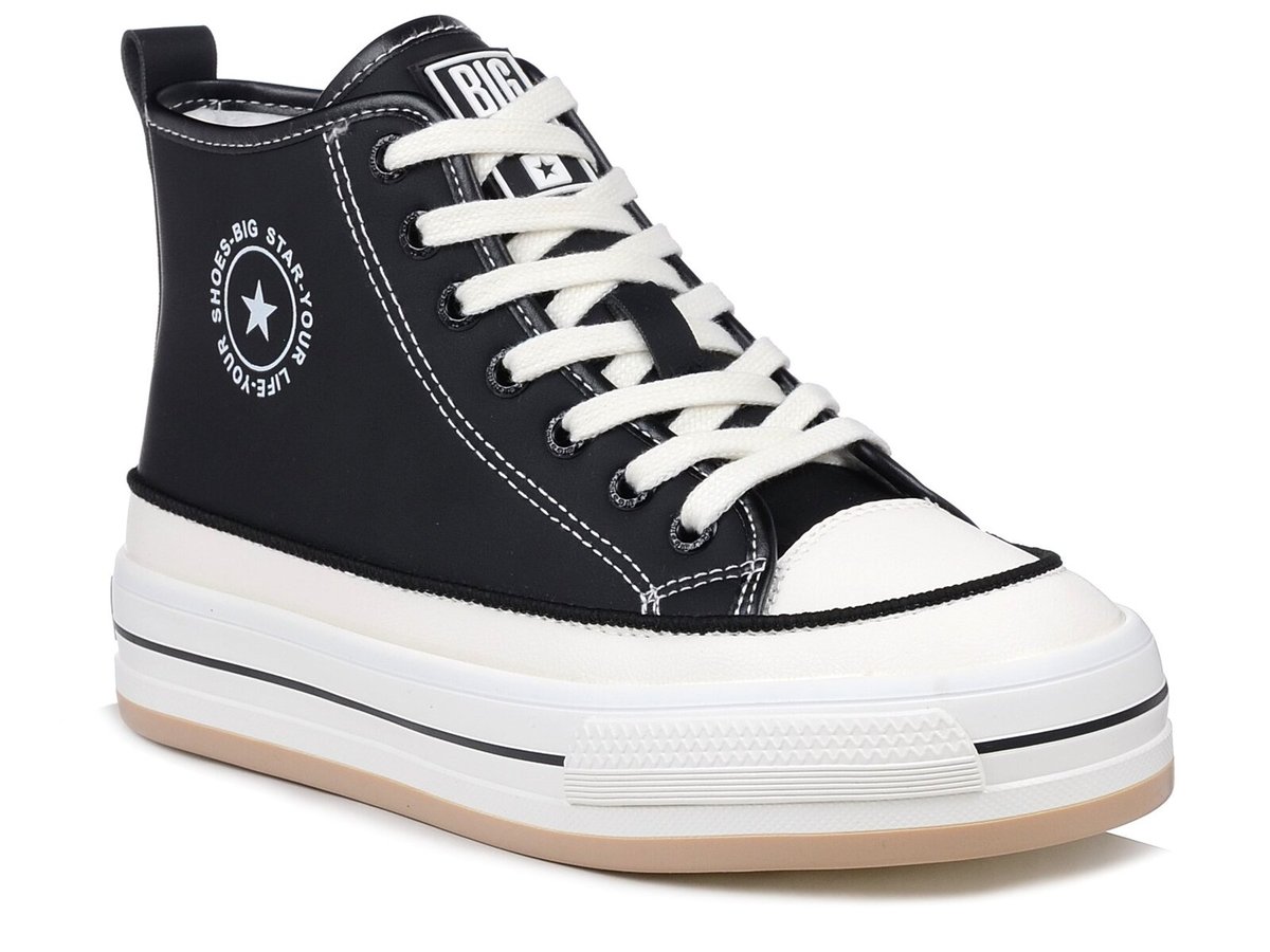 Trampki damskie czarne wysokie ocieplane z ekoskóry Big Star OO274062-41