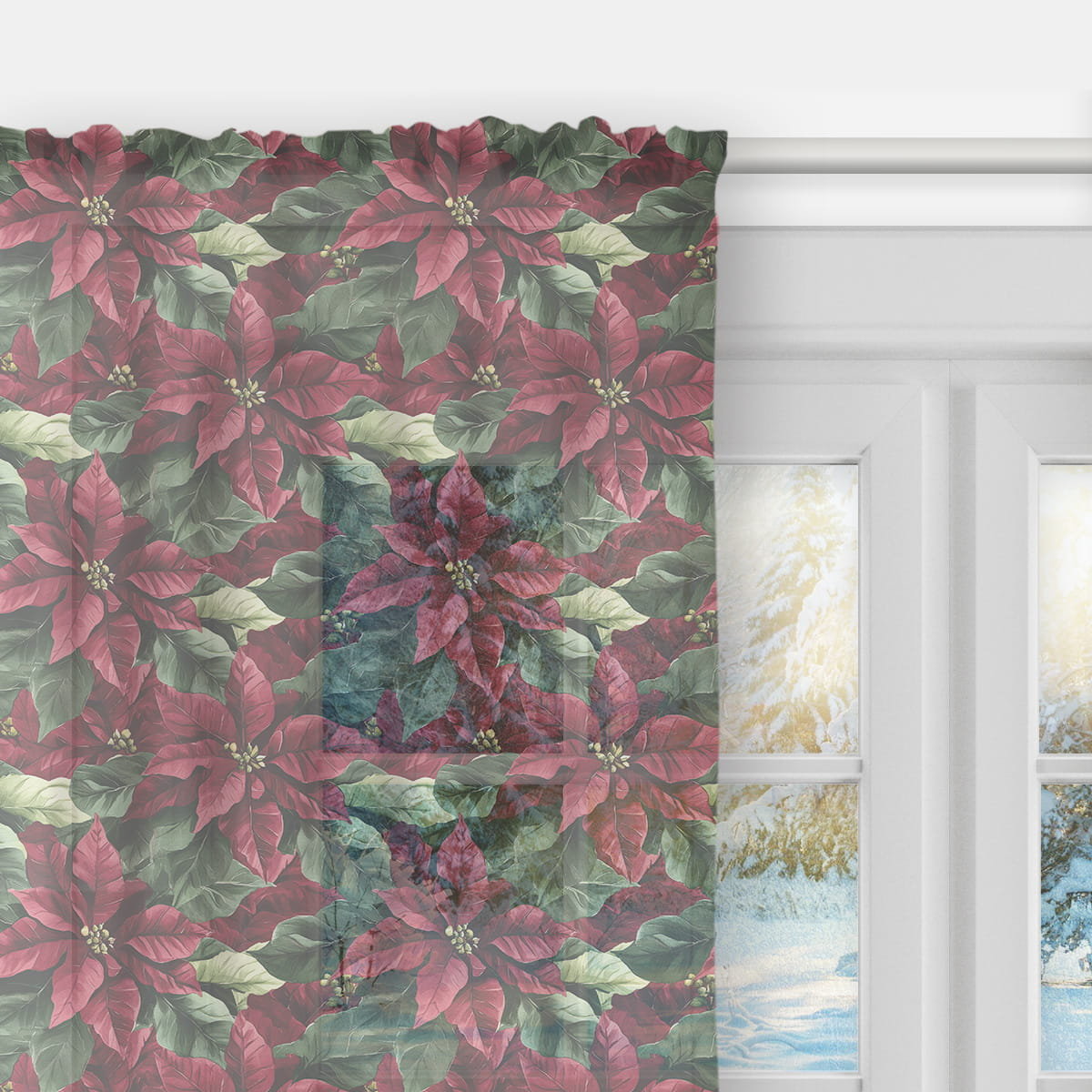 Firana WINTER wzór BN80 | Gwiazda betlejemska 140 x 150 cm