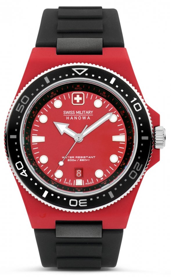 Zestaw męski SWISS MILITARY SMWGN0001183 czerwony sportowy do nurkowania