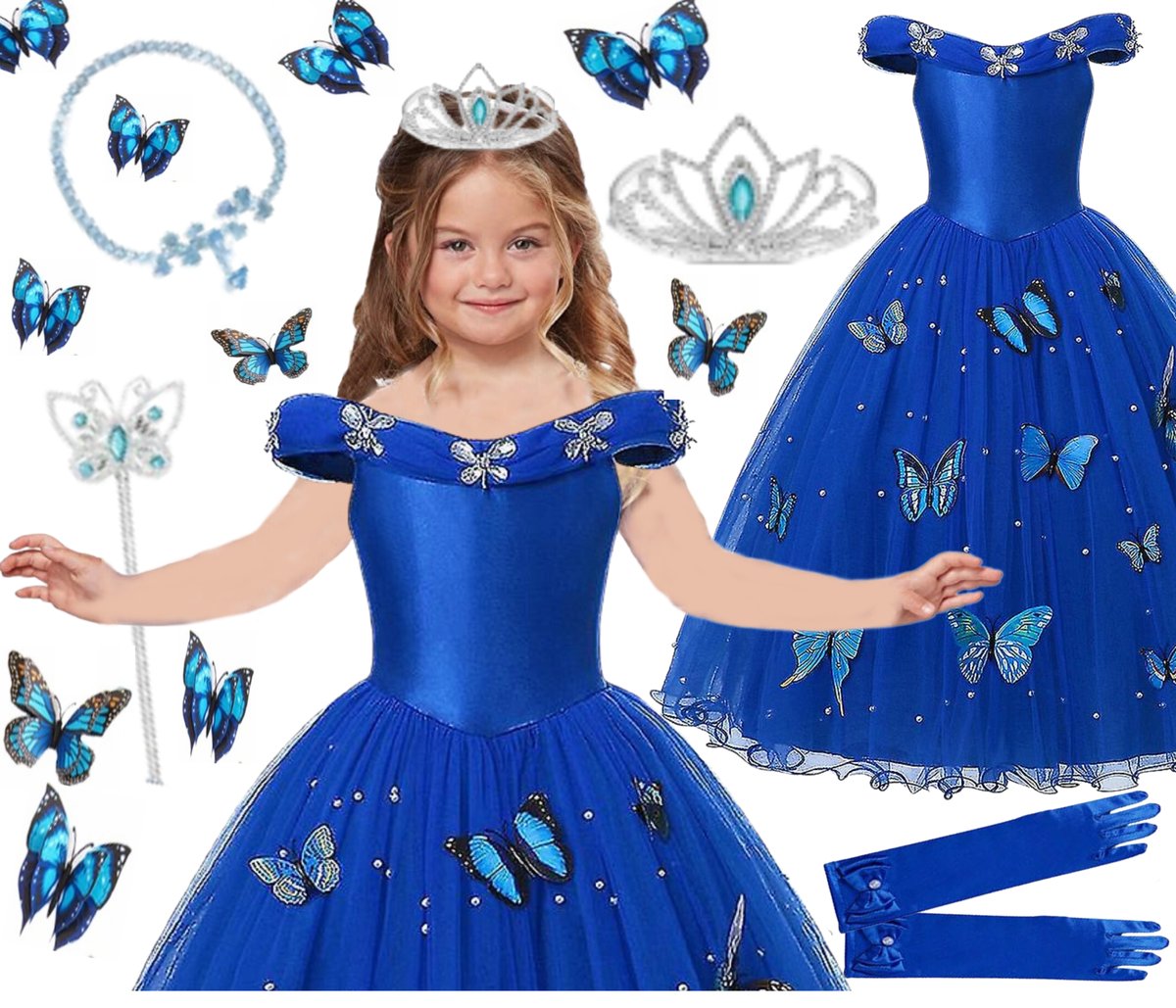STRÓJ KOPCIUSZEK CINDERELLA KSIĘŻNICZKA SUKIENKA BAL KARNAWAŁ - 110-116