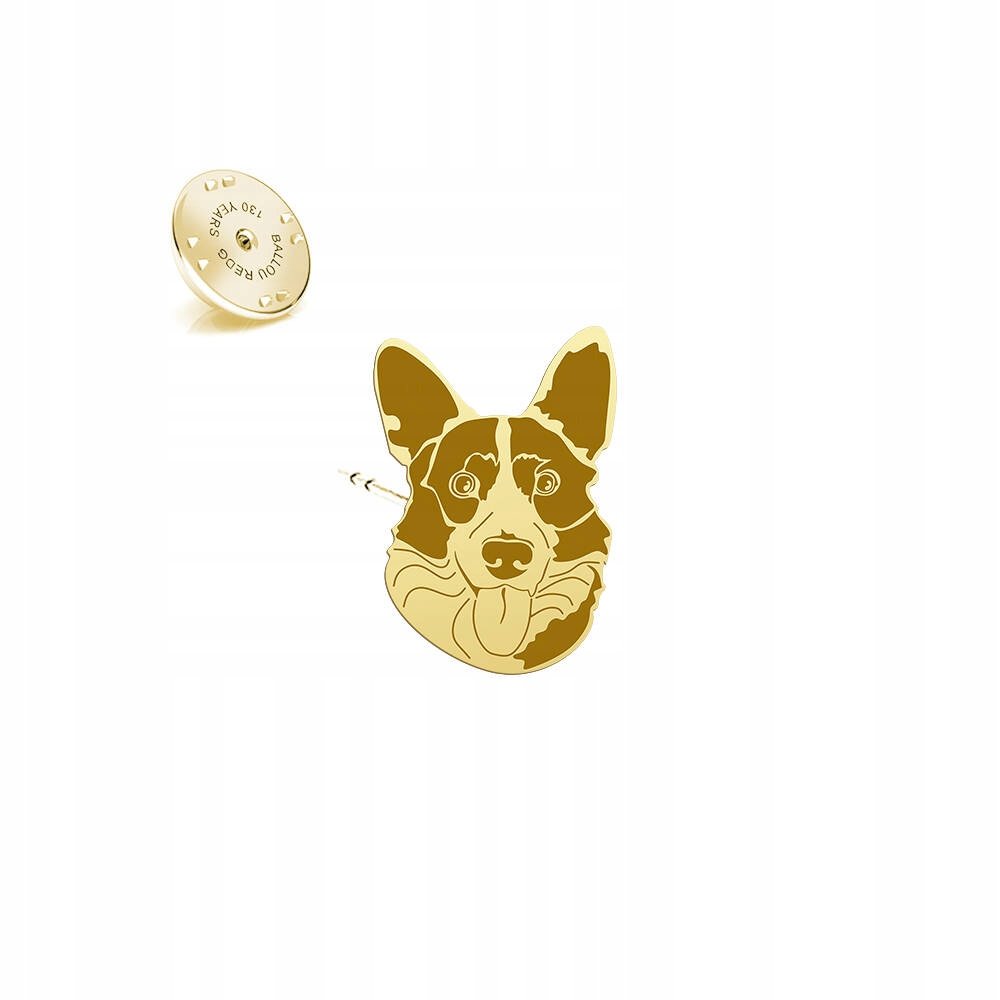 Wpinka Złota z Welsh Corgi Cardigan SREBRO 925 Prezent Kobieta DEDYKACJA