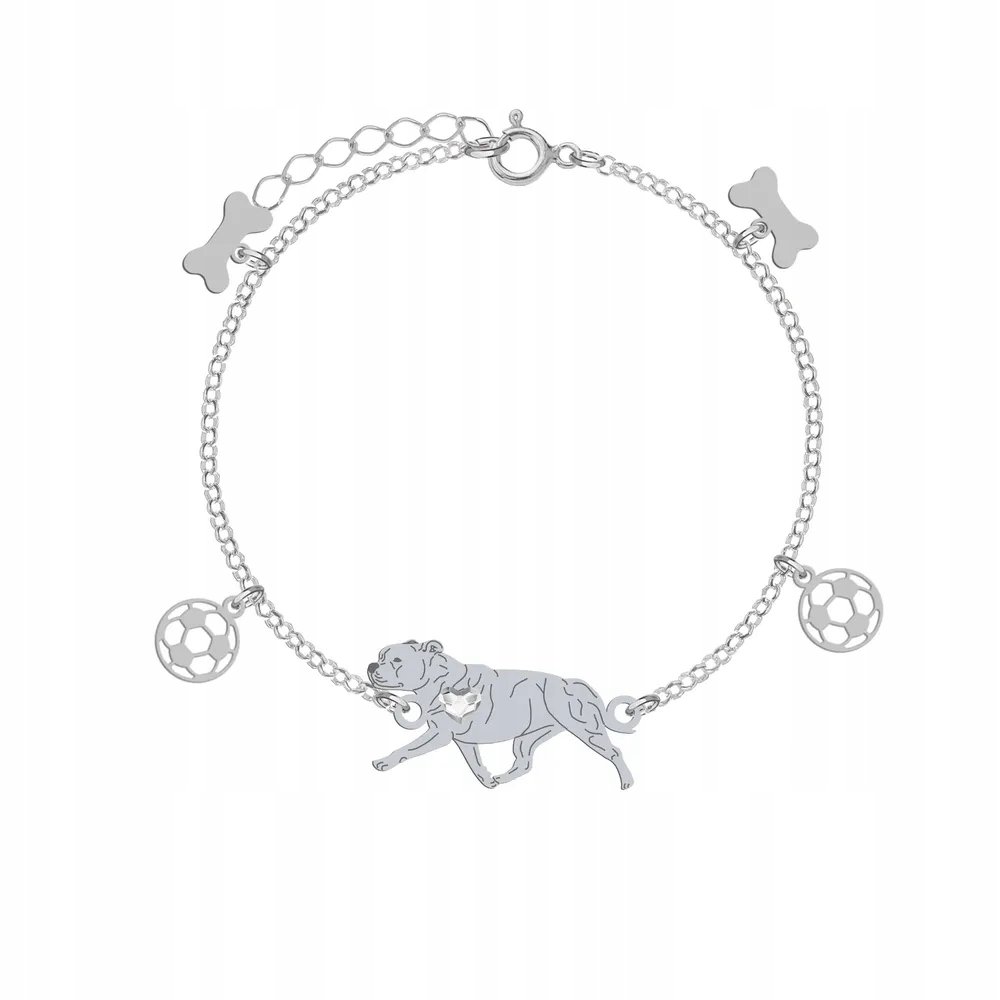 Bransoletka Srebrna z psem Staffordshire Bull Terrier 925 Biżuteria GRAWER