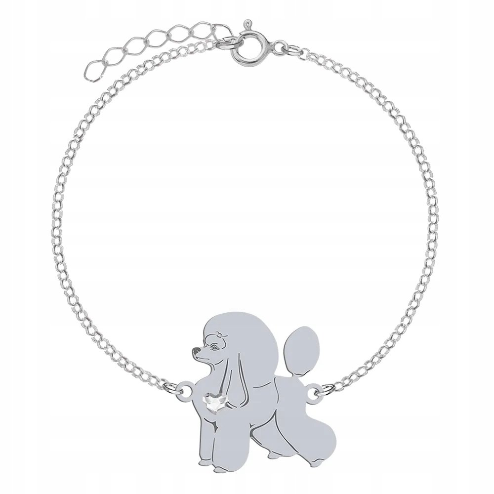 Bransoletka Srebrna z psem Pudel 925 Biżuteria Kobieta Prezent GRAWER