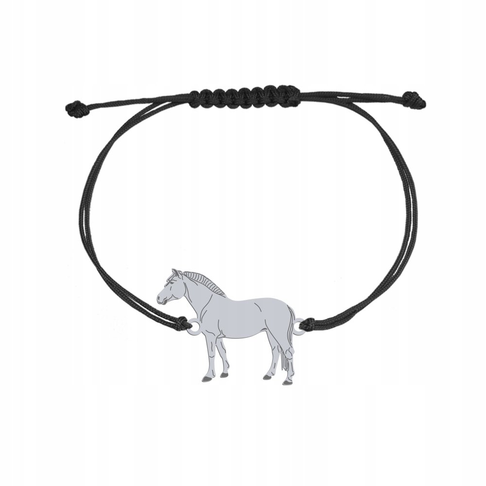 Bransoletka Srebrna z Koniem Fiordzkim 925 sznurek Prezent Biżuteria GRAWER