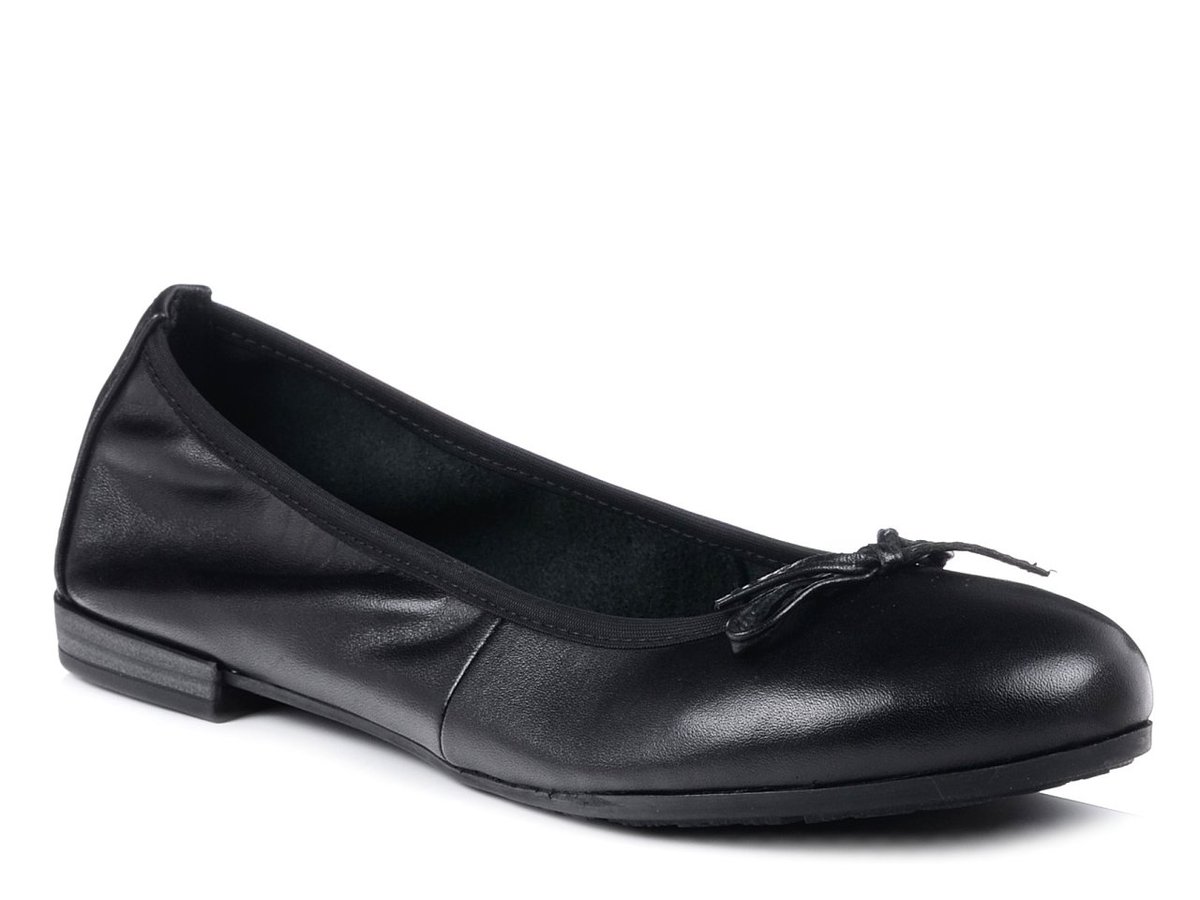 Baleriny damskie czarne skórzane Marco Tozzi 22100-20 -36