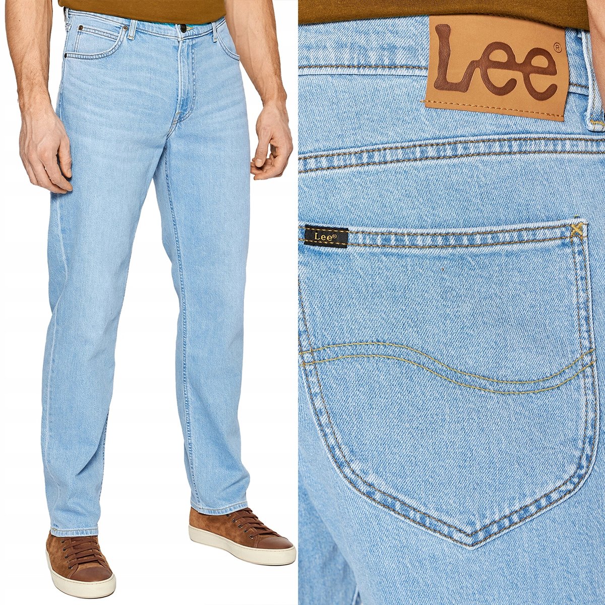 Lee WEST RELAXED Mid Alton LUŹNE JASNY ORGANIC DżINS W34 L34