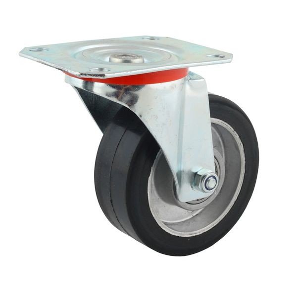 Zestaw kołowy obrotowy aluminium-guma fi 80 mm