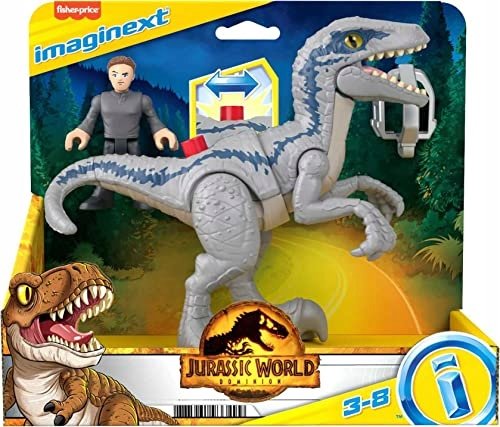 figurka Imaginext Jurassic World Dinozaur Velociraptor Blue i Owen Grady