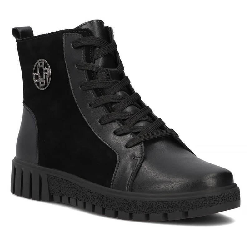 Filippo Botki Damskie Ocieplane Skórzane Czarne-36