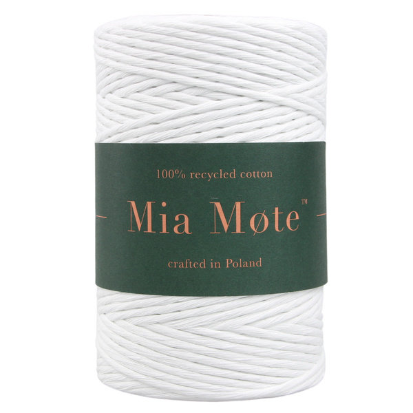 Mia Mote™ Classic Line Sznurek bawełniany skręcany do makramy 2mm chalk-Szpula ~ 300 m