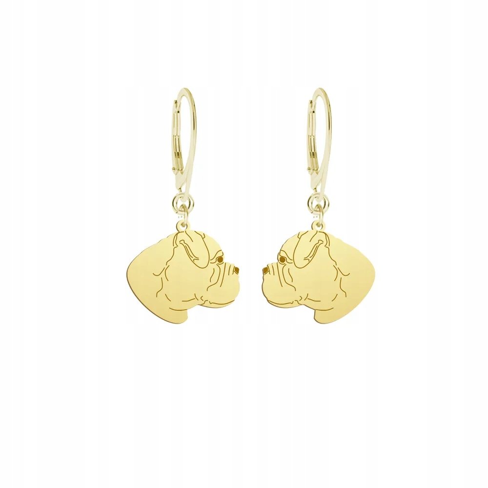 Kolczyki Złote z psem Bullmastiff 925 Biżuteria Prezent Kobieta GRAWER