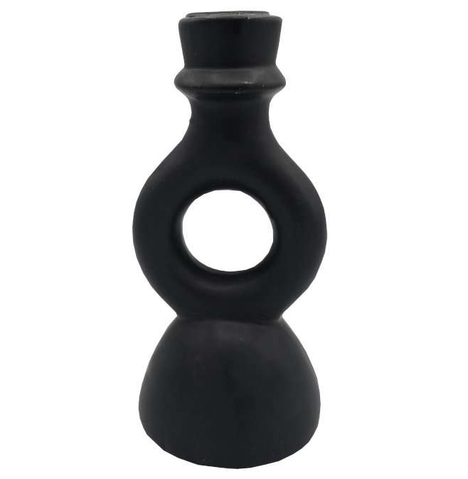 Świecznik stołowy nowoczesny ceramiczny czarny