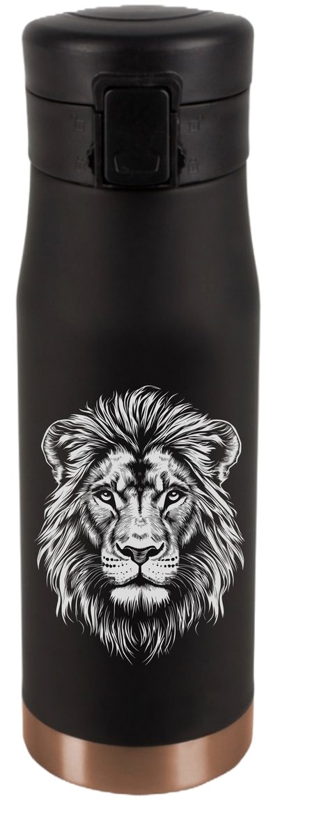 VICARLO KUBEK TERMICZNY DO KAWY TURYSTYCZNY Z GRAWEREM GŁOWA LWA LEW