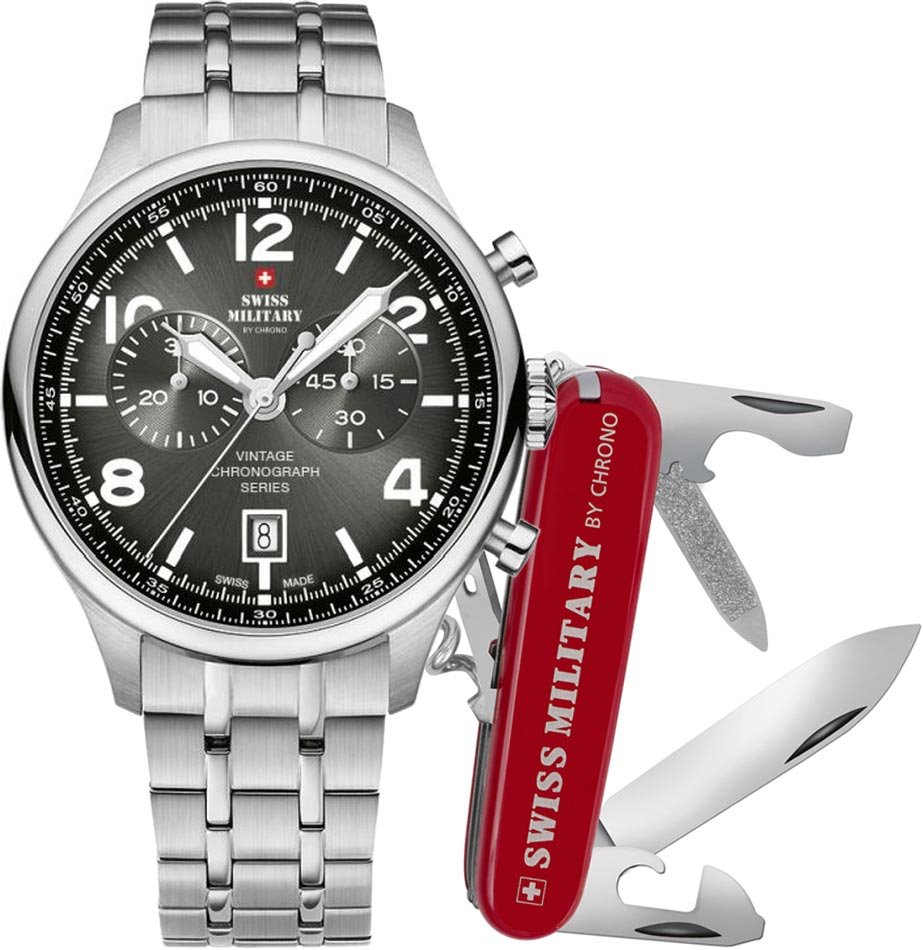 Zestaw męski SWISS MILITARY SM30192.01 stalowy klasyczny do pływania