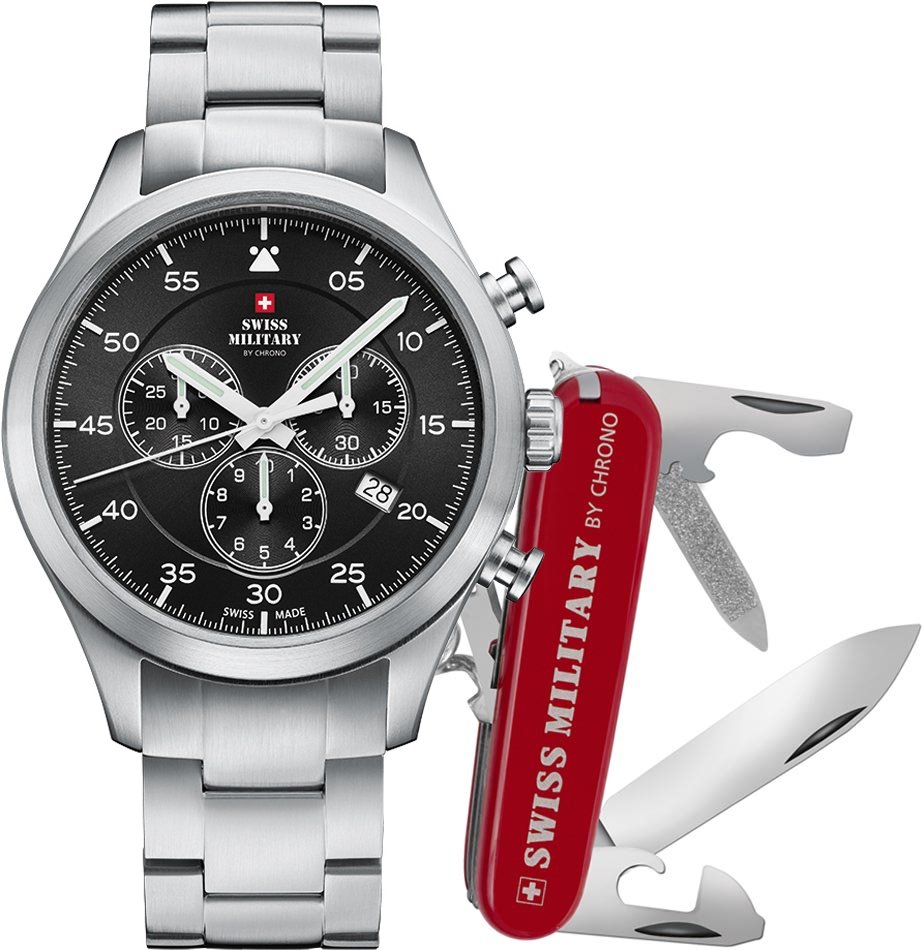Zestaw męski SWISS MILITARY SM34076.01 stalowy klasyczny do pływania