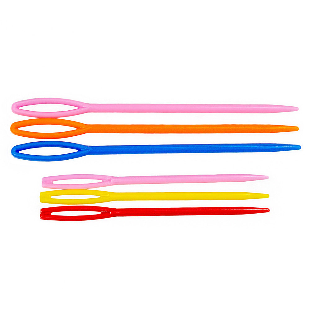 IGŁY plastikowe do szycia włóczki z dużym oczkiem 7cm i 9cm mix 6szt.