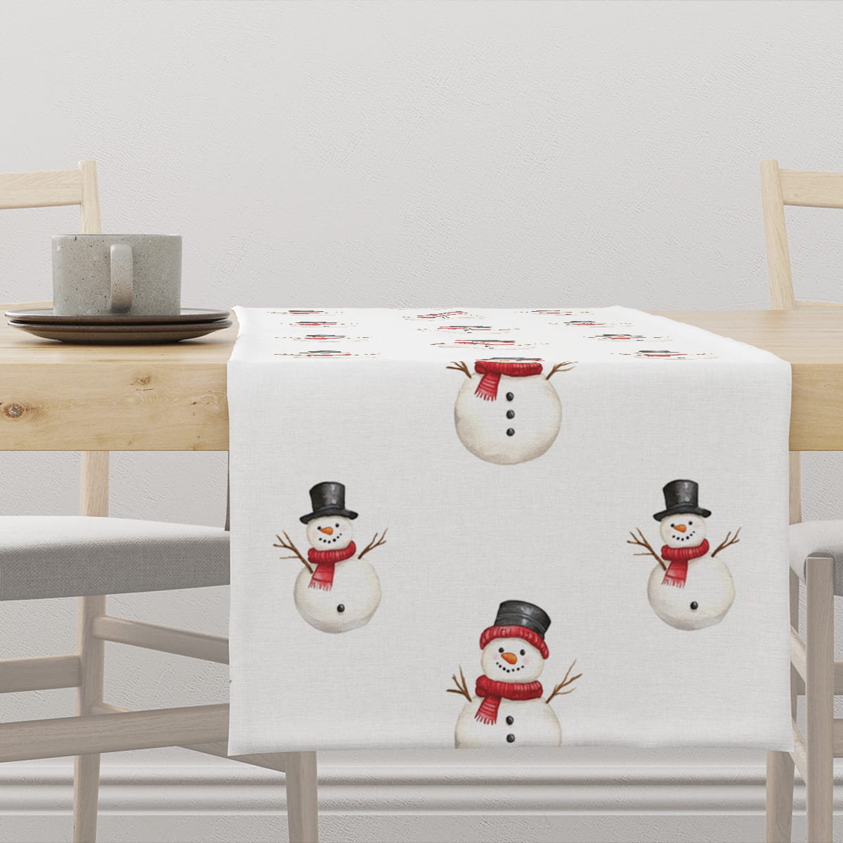 Bieżnik WINTER wzór BN81 | Bałwanki 40 x 180 cm