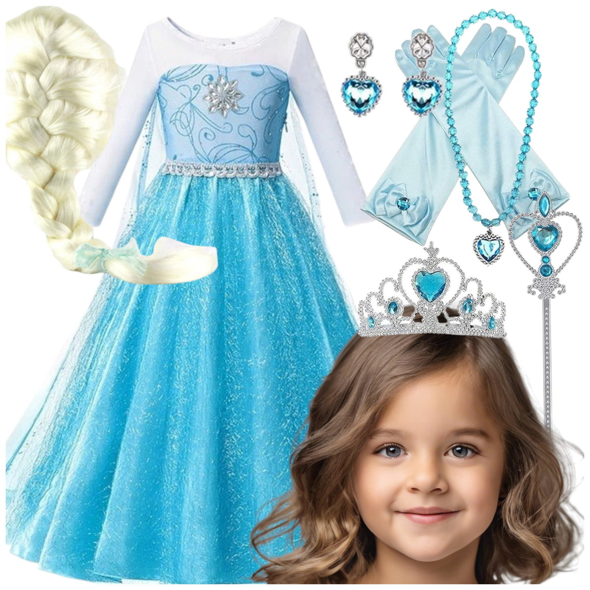 STRÓJ ELSA ELZA PRZEBRANIE SUKIENKA KRAINA LODU NA BAL KARNAWAŁOWY - 122-128