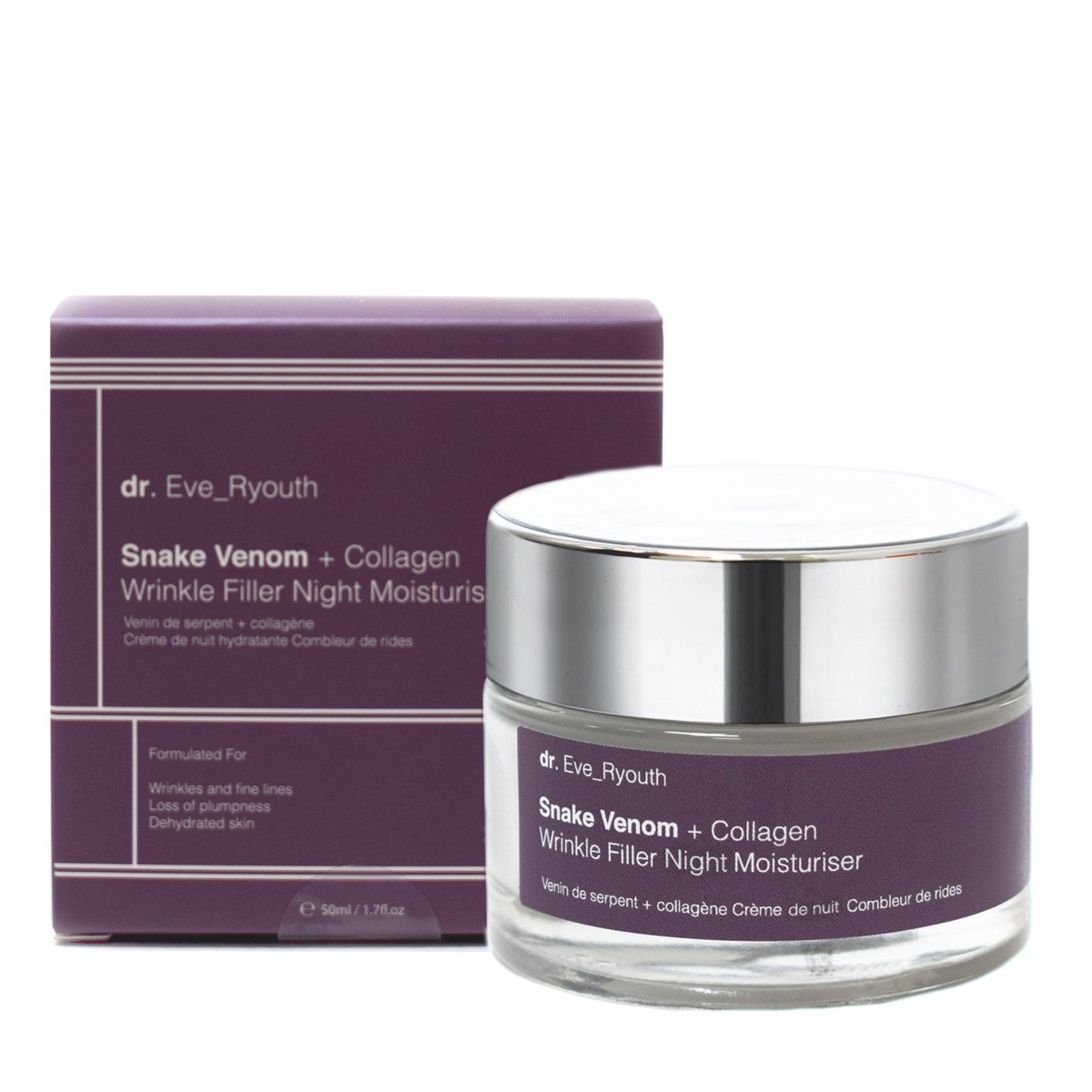 ErthSkin London, Nocny krem z wężyca i kolagenem do wypełniania zmarszczek, 50ml
